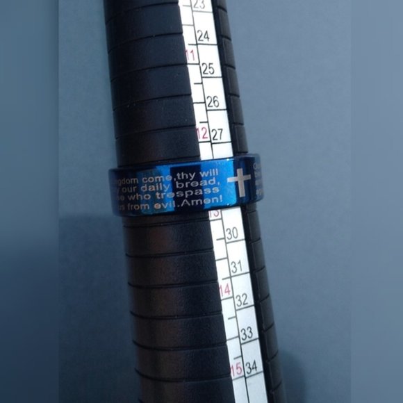 New Stainless steel blue Jesus ring size 13 - Picture 3 of 7